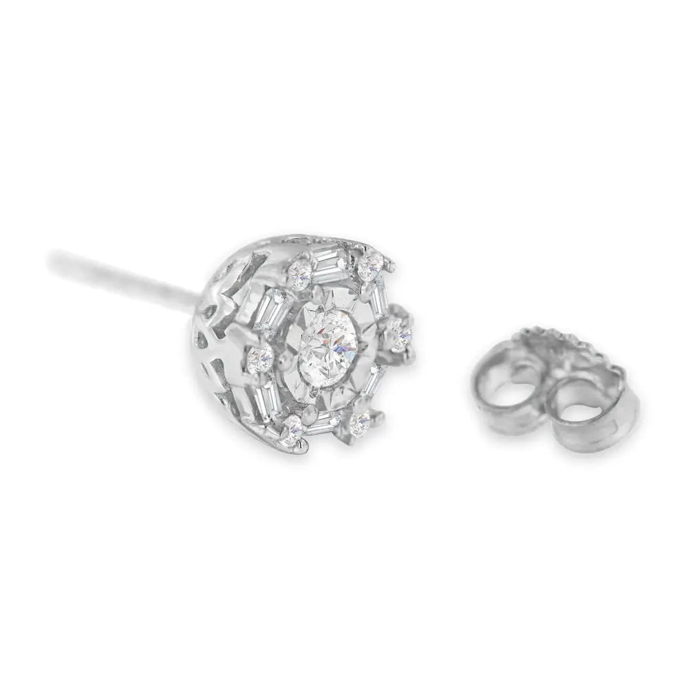 10k White Gold Diamond Stud Earring (1/2 Cttw I-j Color I3 Clarity) - Fine Jewelry us Direct