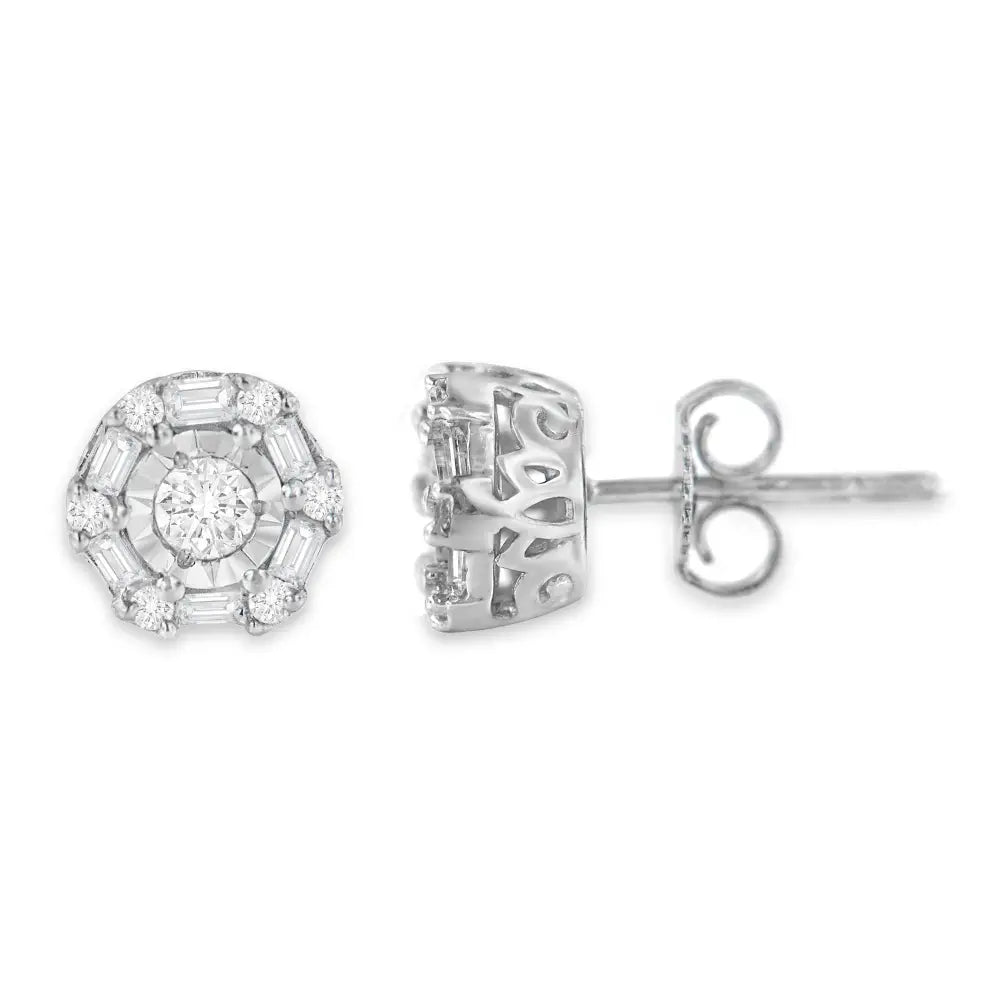 10k White Gold Diamond Stud Earring (1/2 Cttw I-j Color I3 Clarity) - Fine Jewelry us Direct