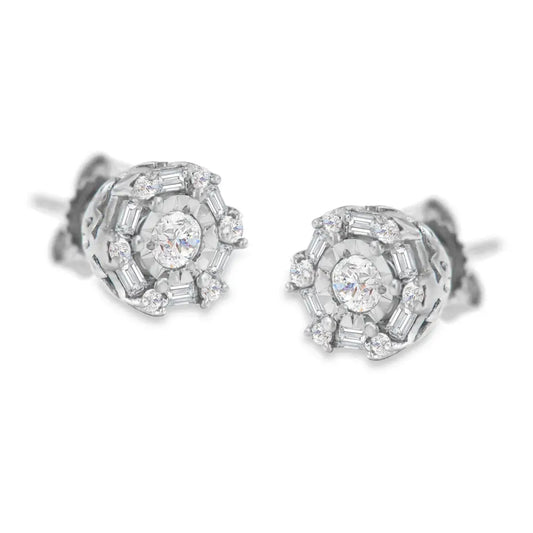 10k White Gold Diamond Stud Earring (1/2 Cttw I-j Color I3 Clarity) - Fine Jewelry us Direct