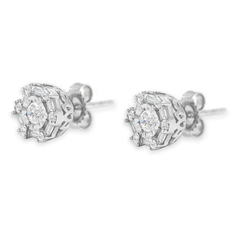 10k White Gold Diamond Stud Earring (1/2 Cttw I-j Color I3 Clarity) - Fine Jewelry us Direct