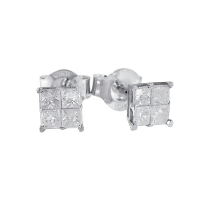 10k White Gold Diamond Stud Earrings (0.60 Cttw I-j Color I2-i3 Clarity) - Fine Jewelry us Direct