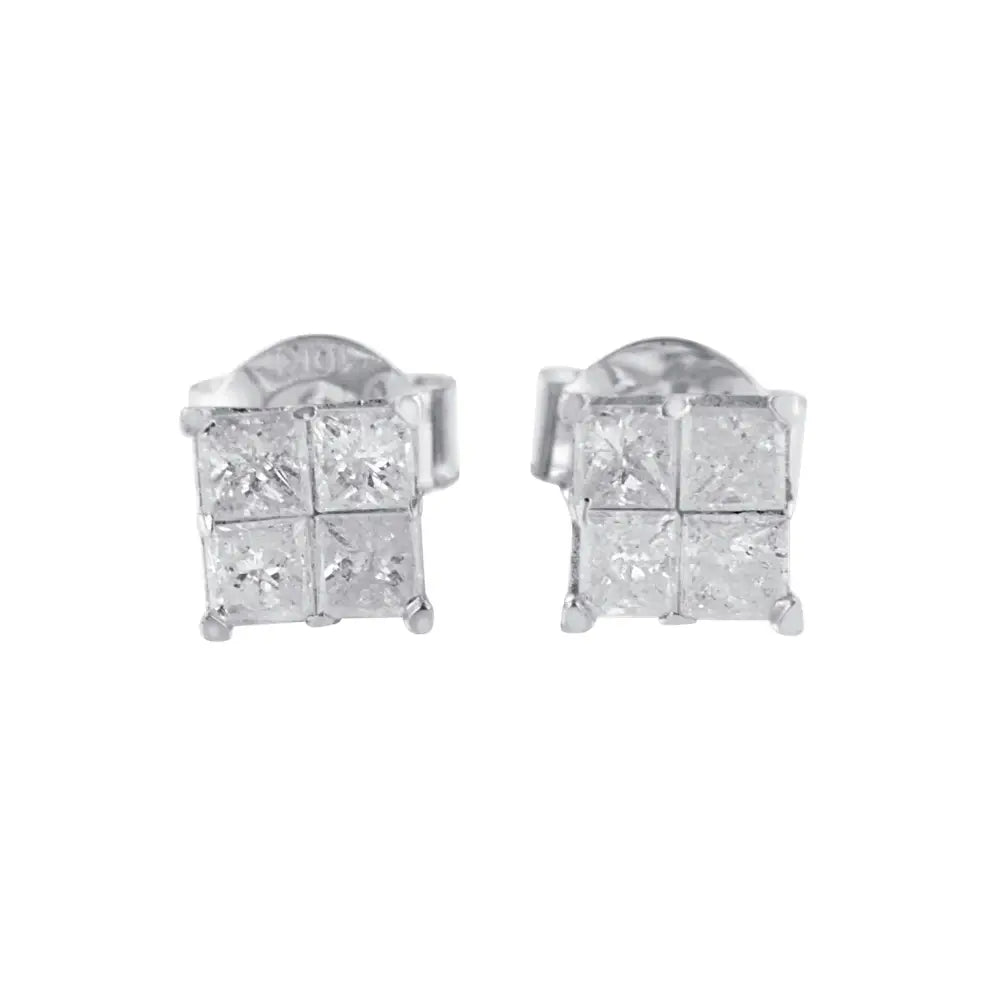 10k White Gold Diamond Stud Earrings (0.60 Cttw I-j Color I2-i3 Clarity) - Fine Jewelry us Direct