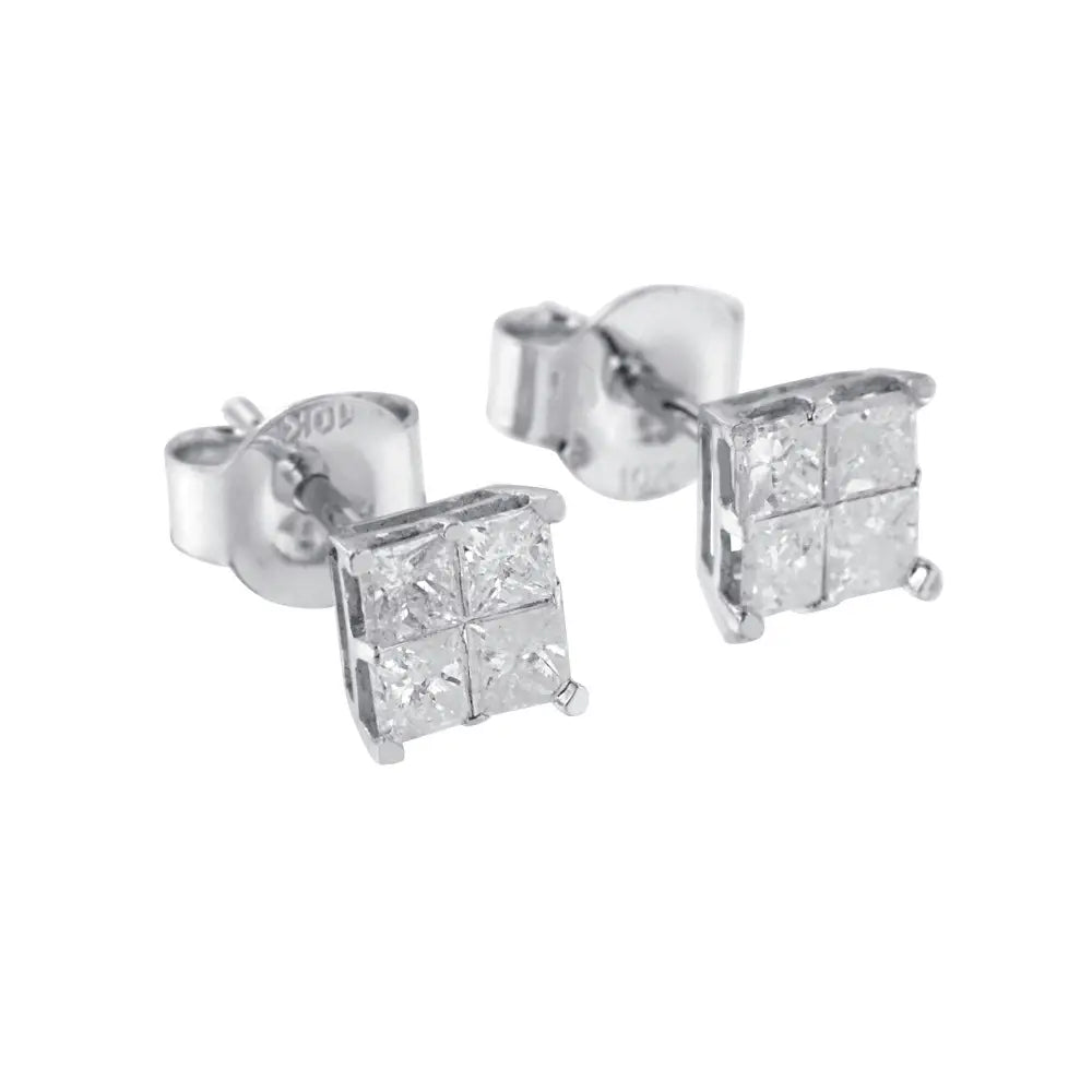 10k White Gold Diamond Stud Earrings (0.60 Cttw I-j Color I2-i3 Clarity) - Fine Jewelry us Direct