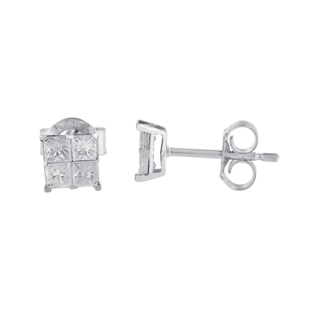 10k White Gold Diamond Stud Earrings (0.60 Cttw I-j Color I2-i3 Clarity) - Fine Jewelry us Direct