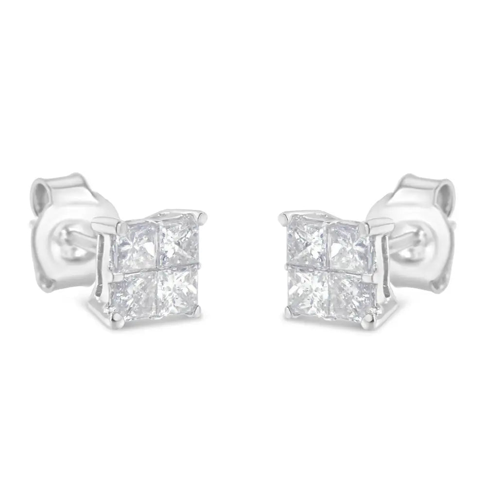 10k White Gold Diamond Stud Earrings (3/4 Cttw H-i Color Si2-i1 Clarity) - Fine Jewelry us Direct