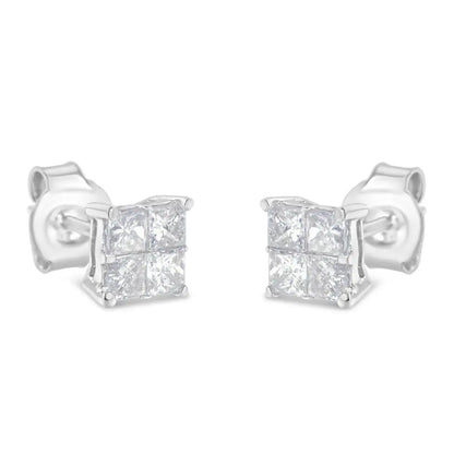 10k White Gold Diamond Stud Earrings (3/4 Cttw H-i Color Si2-i1 Clarity) - Fine Jewelry us Direct