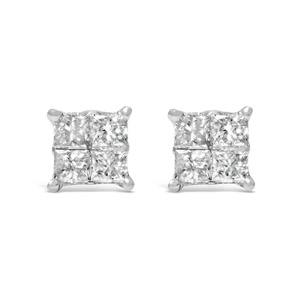 10k White Gold Diamond Stud Earrings (3/4 Cttw H-i Color Si2-i1 Clarity) - Fine Jewelry us Direct