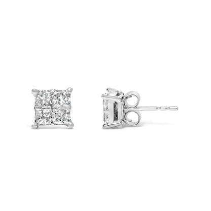 10k White Gold Diamond Stud Earrings (3/4 Cttw H-i Color Si2-i1 Clarity) - Fine Jewelry us Direct