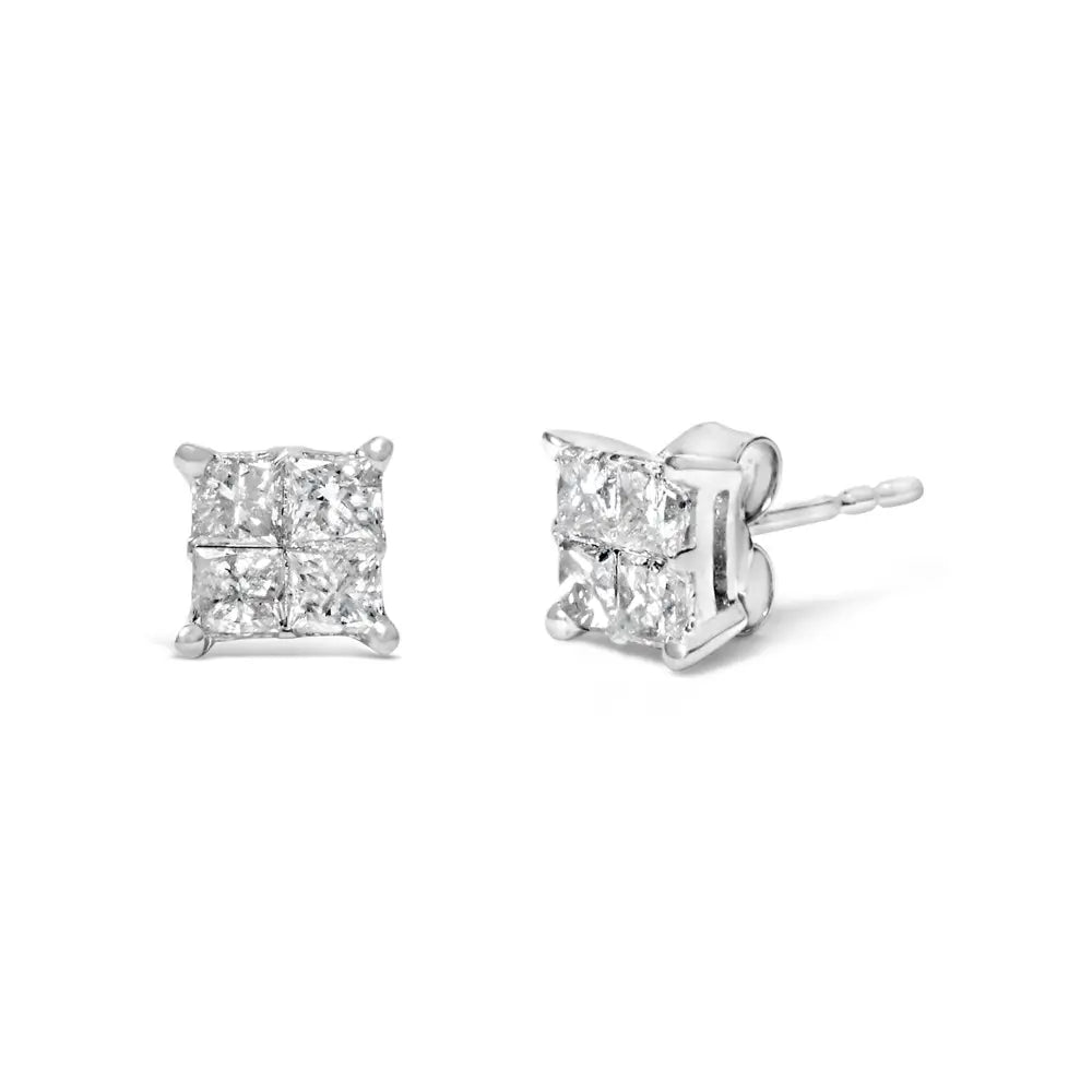 10k White Gold Diamond Stud Earrings (3/4 Cttw H-i Color Si2-i1 Clarity) - Fine Jewelry us Direct