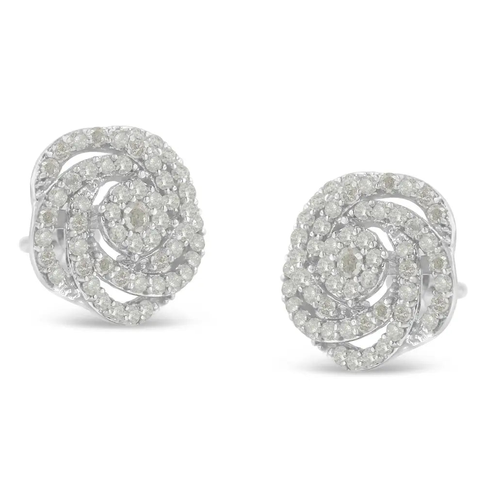 10k White Gold Rose-cut Diamond Floral Cluster Earrings (1 Cttw I-j Color I2-i3 Clarity) - Fine Jewelry us Direct