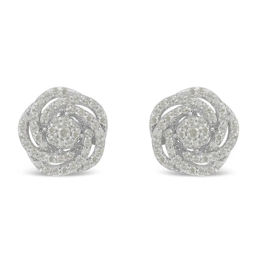 10k White Gold Rose-cut Diamond Floral Cluster Earrings (1 Cttw I-j Color I2-i3 Clarity) - Fine Jewelry us Direct