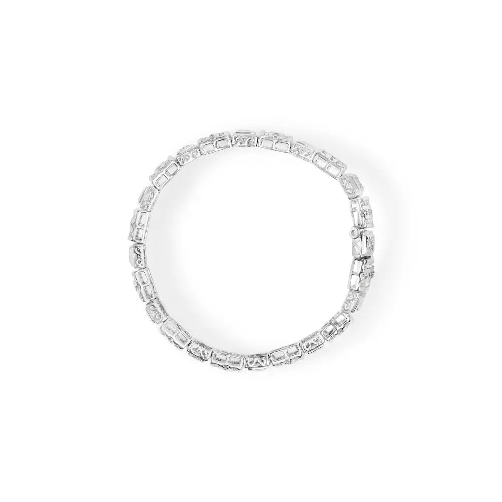 10k White Gold Round and Baguette Cut Diamond Bracelet (2.00 Cttw H-i Color I2-i3 Clarity) - Fine Jewelry us Direct