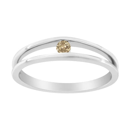 10k White Gold Treated Champagne Diamond Promise Ring (1/10 Cttw Color I2-i3 Clarity) - Fine Jewelry us Direct