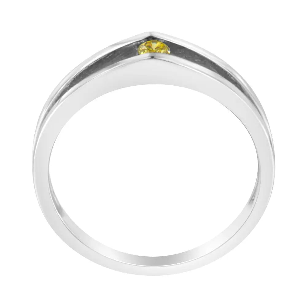 10k White Gold Treated Yellow Diamond Promise Ring (1/10 Cttw Color I2-i3 Clarity) - Fine Jewelry us Direct