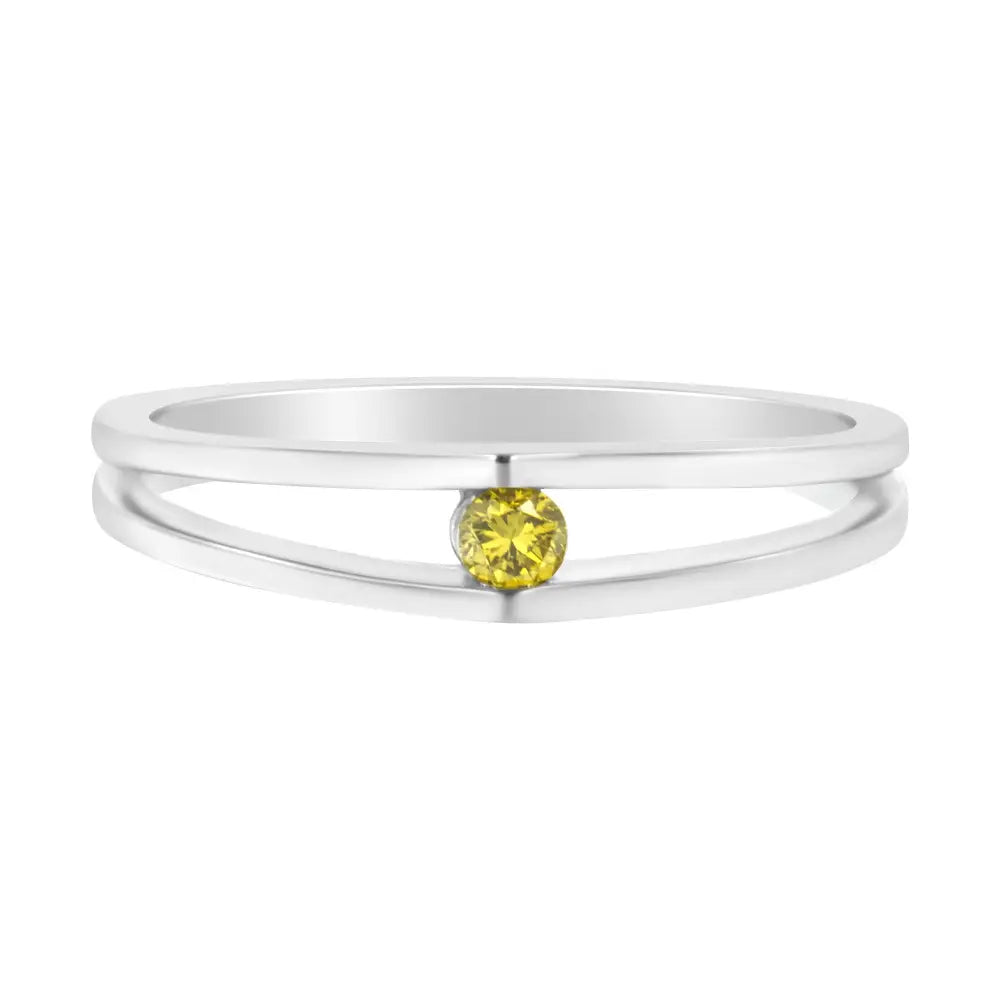 10k White Gold Treated Yellow Diamond Promise Ring (1/10 Cttw Color I2-i3 Clarity) - Fine Jewelry us Direct