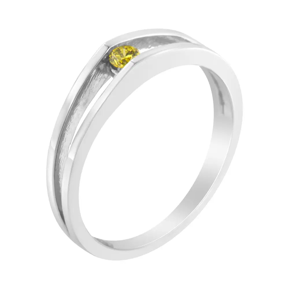 10k White Gold Treated Yellow Diamond Promise Ring (1/10 Cttw Color I2-i3 Clarity) - Fine Jewelry us Direct