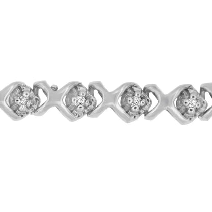 10k White Gold X-link Tennis Bracelet with Round-cut Diamond (1/4 Cttw I-j Color I2-i3 Clarity) - Fine Jewelry us Direct