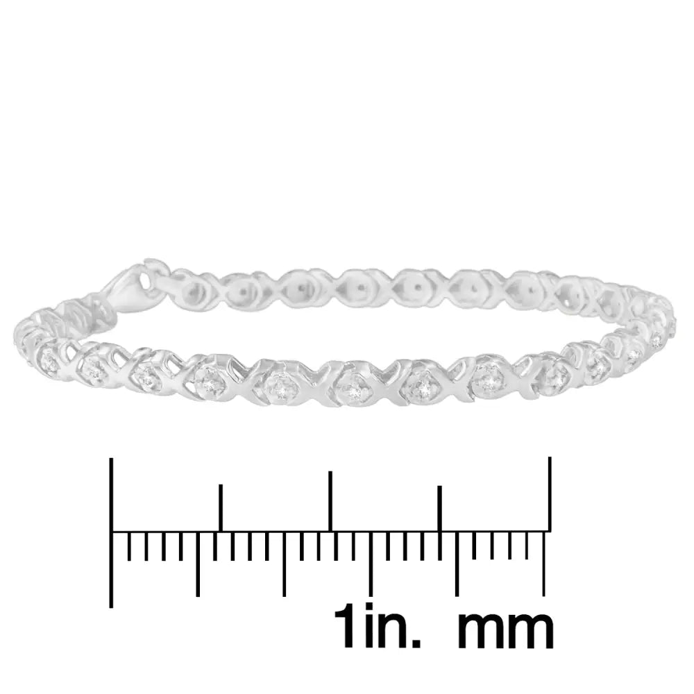 10k White Gold X-link Tennis Bracelet with Round-cut Diamond (1/4 Cttw I-j Color I2-i3 Clarity) - Fine Jewelry us Direct