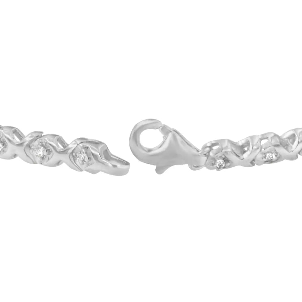 10k White Gold X-link Tennis Bracelet with Round-cut Diamond (1/4 Cttw I-j Color I2-i3 Clarity) - Fine Jewelry us Direct