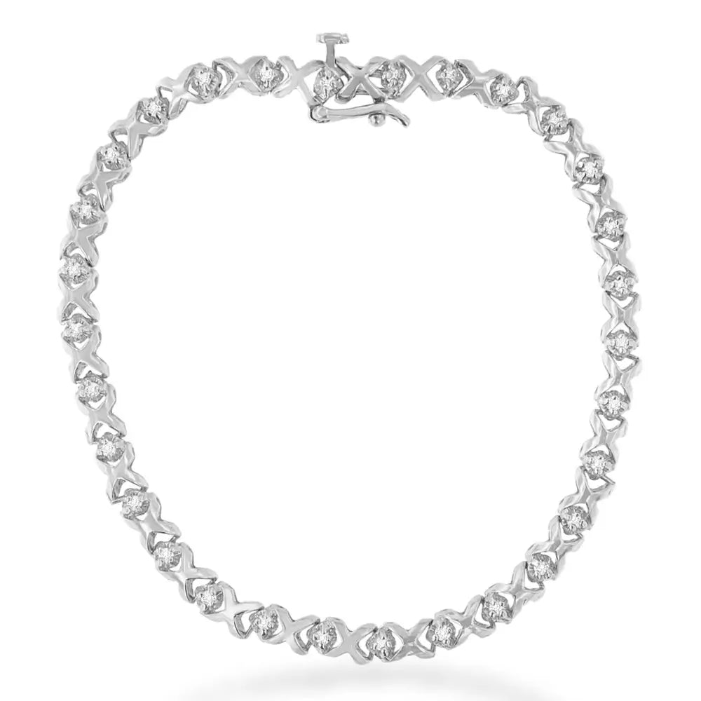 10k White Gold X-link Tennis Bracelet with Round-cut Diamond (1/4 Cttw I-j Color I2-i3 Clarity) - Fine Jewelry us Direct