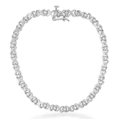 10k White Gold X-link Tennis Bracelet with Round-cut Diamond (1/4 Cttw I-j Color I2-i3 Clarity) - Fine Jewelry us Direct