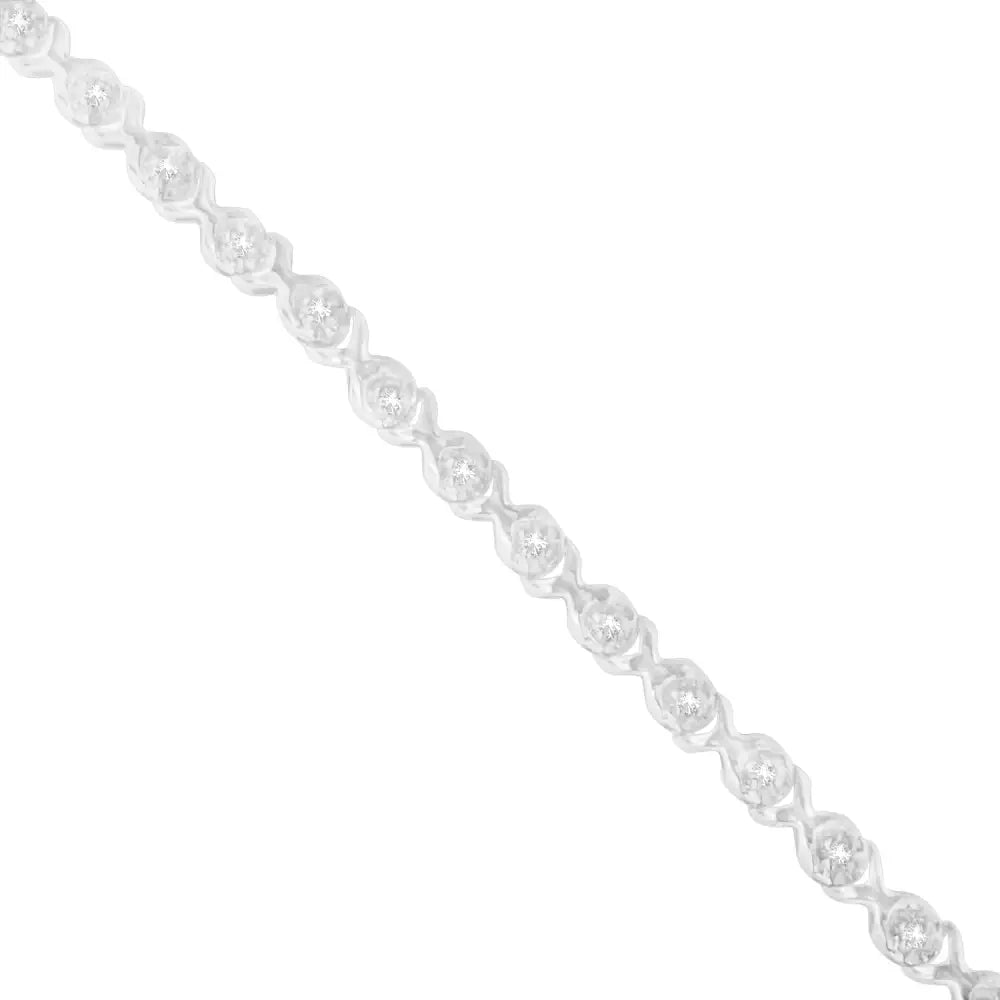 10k White Gold X-link Tennis Bracelet with Round-cut Diamond (1/4 Cttw I-j Color I2-i3 Clarity) - Fine Jewelry us Direct