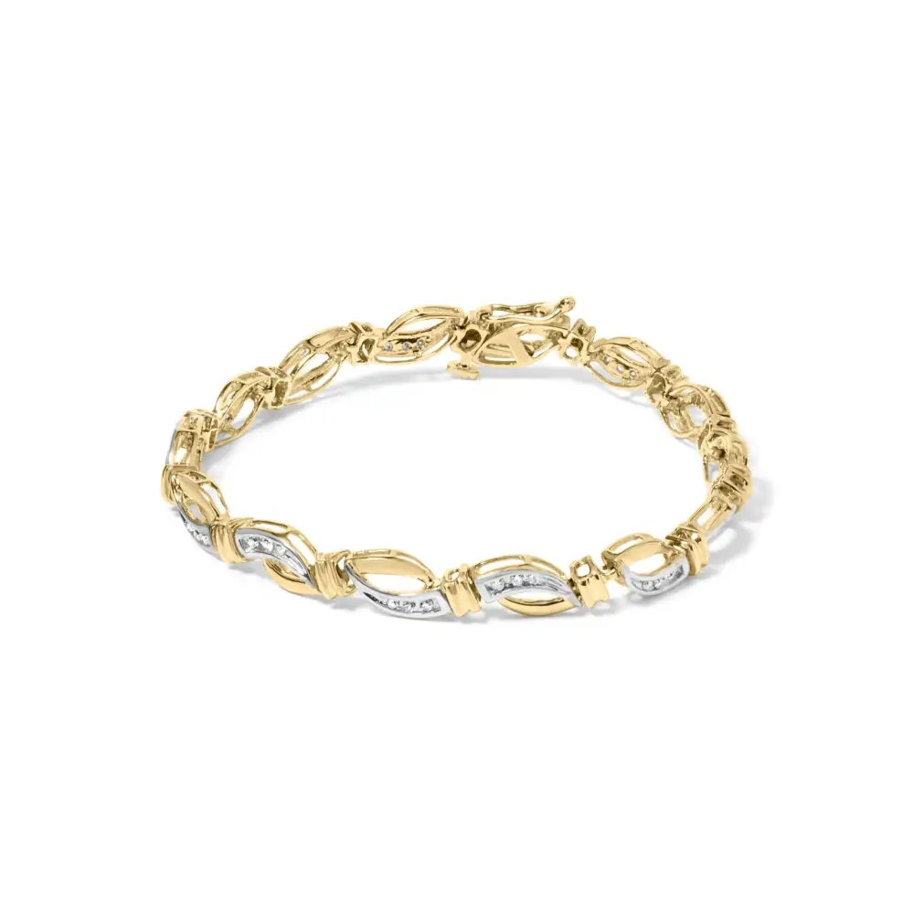 10k Yellow and White Gold 1/2 Cttw Channel Set Diamond Infinity Link 7’’ Tennis Bracelet (h-i Color I1-i2 Clarity)