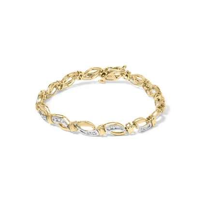 10k Yellow and White Gold 1/2 Cttw Channel Set Diamond Infinity Link 7’’ Tennis Bracelet (h-i Color I1-i2 Clarity)