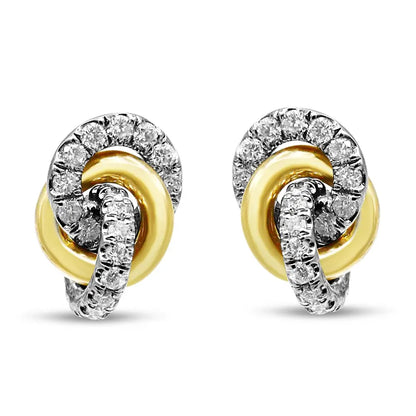 10k Yellow and White Gold 1/2 Cttw Diamond Triple Interlocking Knot Earrings (i-j Color I1-i2 Clarity) - Fine Jewelry