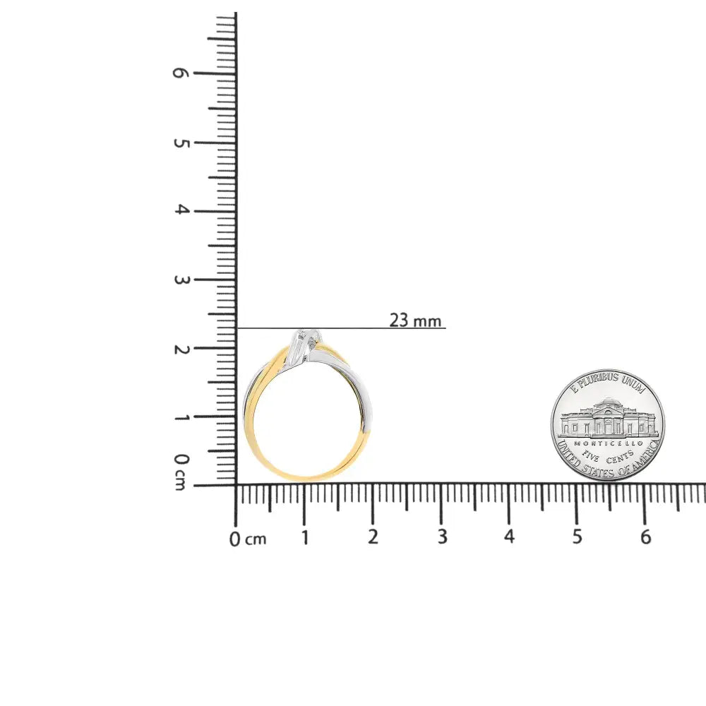 10k Yellow and White Gold 1/20 Cttw Round-cut Diamond Bypass Ring (i2 Color I-j Clarity) - 7 - Fine Jewelry us Direct