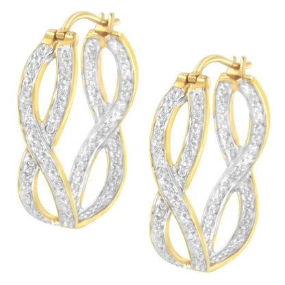 10k Yellow and White Gold 1/4 Cttw Diamond Double Infinity Hoop Earrings (i-j Clarity I1-i2 Color) - Fine Jewelry