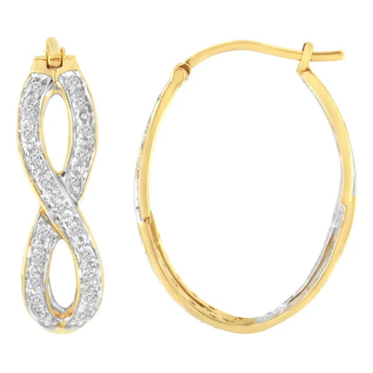 10k Yellow and White Gold 1/4 Cttw Diamond Double Infinity Hoop Earrings (i-j Clarity I1-i2 Color) - Fine Jewelry