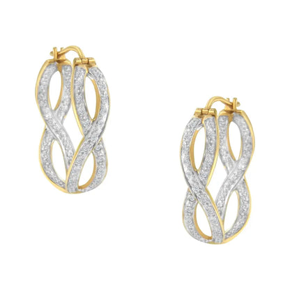 10k Yellow and White Gold 1/4 Cttw Diamond Double Infinity Hoop Earrings (i-j Clarity I1-i2 Color) - Fine Jewelry