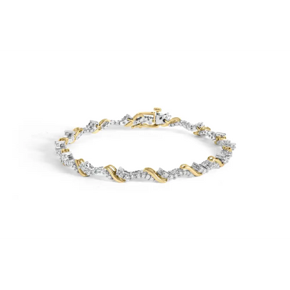 10k Yellow and White Gold 2.00 Cttw Diamond ?S’ Link 7’’ Bracelet (h-i Color I2-i3 Clarity) - Fine Jewelry us Direct