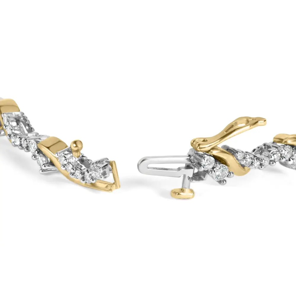 10k Yellow and White Gold 2.00 Cttw Diamond ?S’ Link 7’’ Bracelet (h-i Color I2-i3 Clarity) - Fine Jewelry us Direct