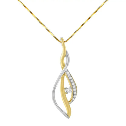 10k Yellow and White Gold Round Cut Diamond Accent Cascade 18’’ Pendant Necklace (j-k Color I2-i3 Clarity) - Fine