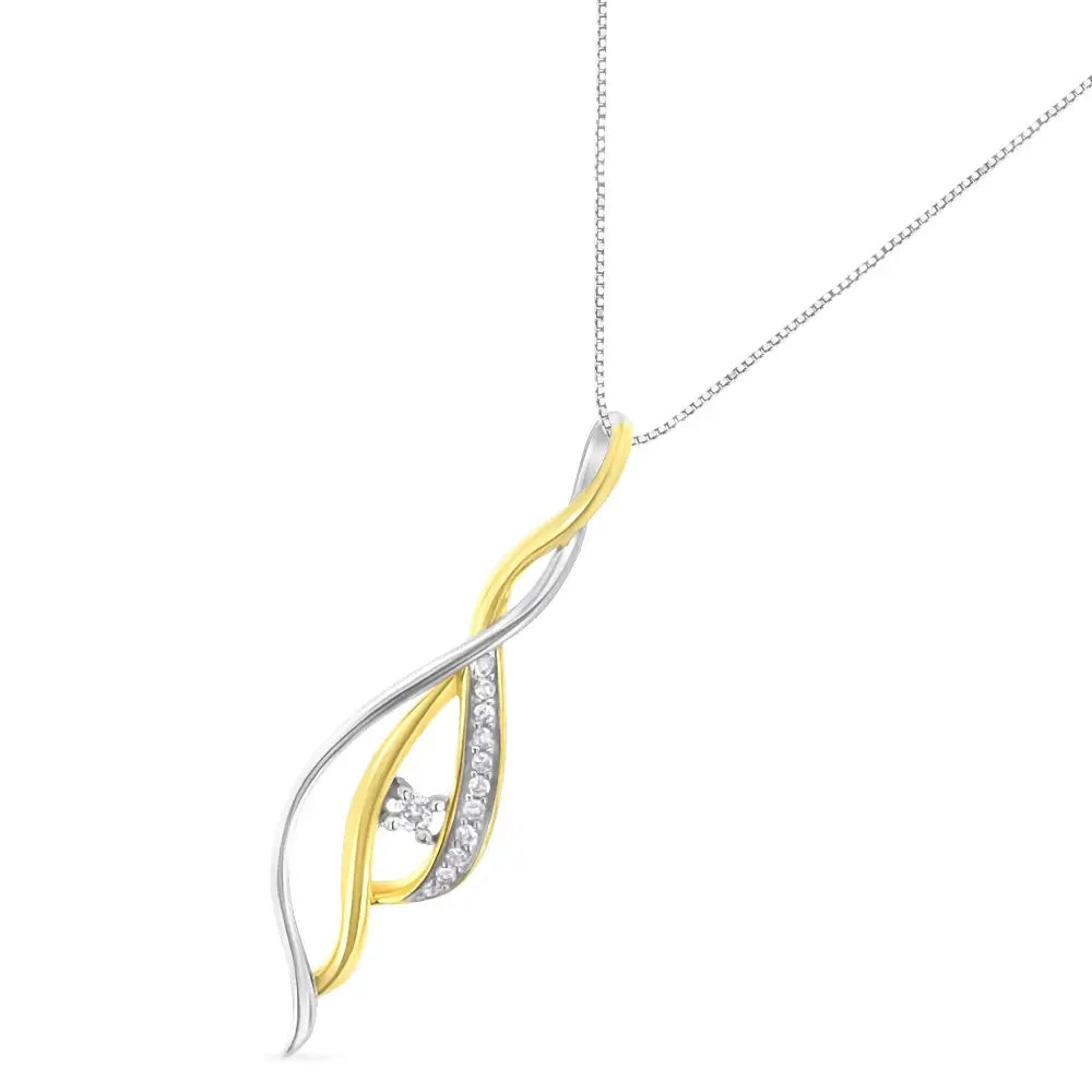 10k Yellow and White Gold Round Cut Diamond Accent Cascade 18’’ Pendant Necklace (j-k Color I2-i3 Clarity) - Fine