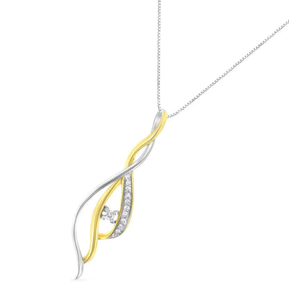 10k Yellow and White Gold Round Cut Diamond Accent Cascade 18’’ Pendant Necklace (j-k Color I2-i3 Clarity) - Fine