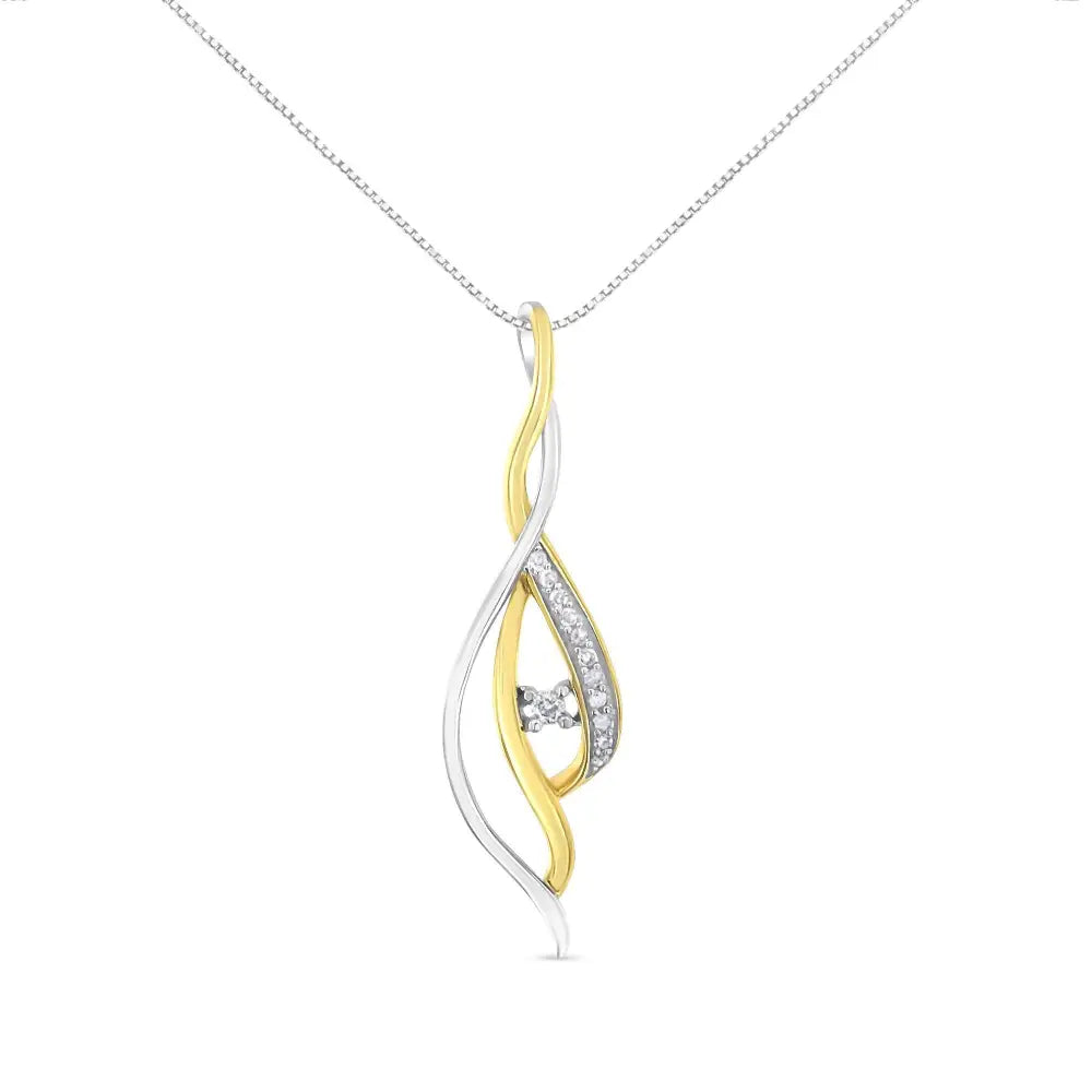 10k Yellow and White Gold Round Cut Diamond Accent Cascade 18’’ Pendant Necklace (j-k Color I2-i3 Clarity) - Fine