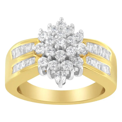 10k Yellow Gold 1.0 Cttw Marquise Composite Diamond Cluster Cocktail Ring (h-i Color Si2-i1 Clarity) - Fine Jewelry