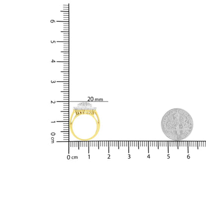 10k Yellow Gold 1.0 Cttw Round and Baguette Cut Diamond Oval Shaped Cluster Ring (i-j Color I1-i2 Clarity) - Fine