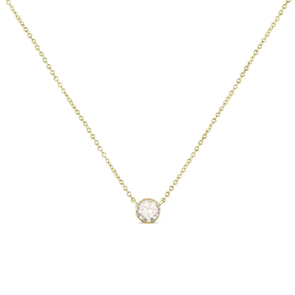 10k Yellow Gold 1.0 Cttw Round Brilliant-cut Diamond Modern Bezel-set Solitaire Adjustable 16’’-18’’ Pendant