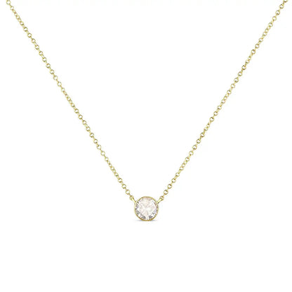 10k Yellow Gold 1.0 Cttw Round Brilliant-cut Diamond Modern Bezel-set Solitaire Adjustable 16’’-18’’ Pendant