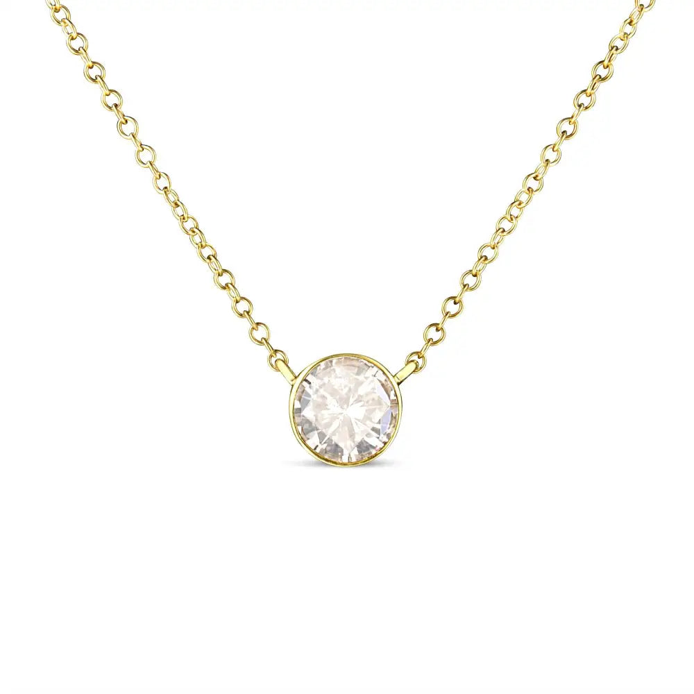 10k Yellow Gold 1.0 Cttw Round Brilliant-cut Diamond Modern Bezel-set Solitaire Adjustable 16’’-18’’ Pendant