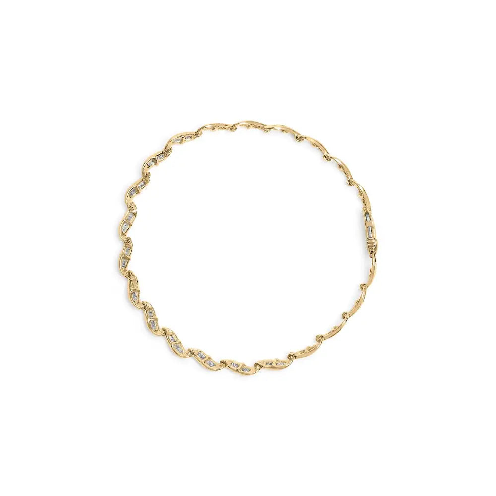 10k Yellow Gold 1.00 Cttw Baguette-cut Diamond Spiral Link 7.50’’ Bracelet (i-j Color I1-i2 Clarity) - Fine Jewelry