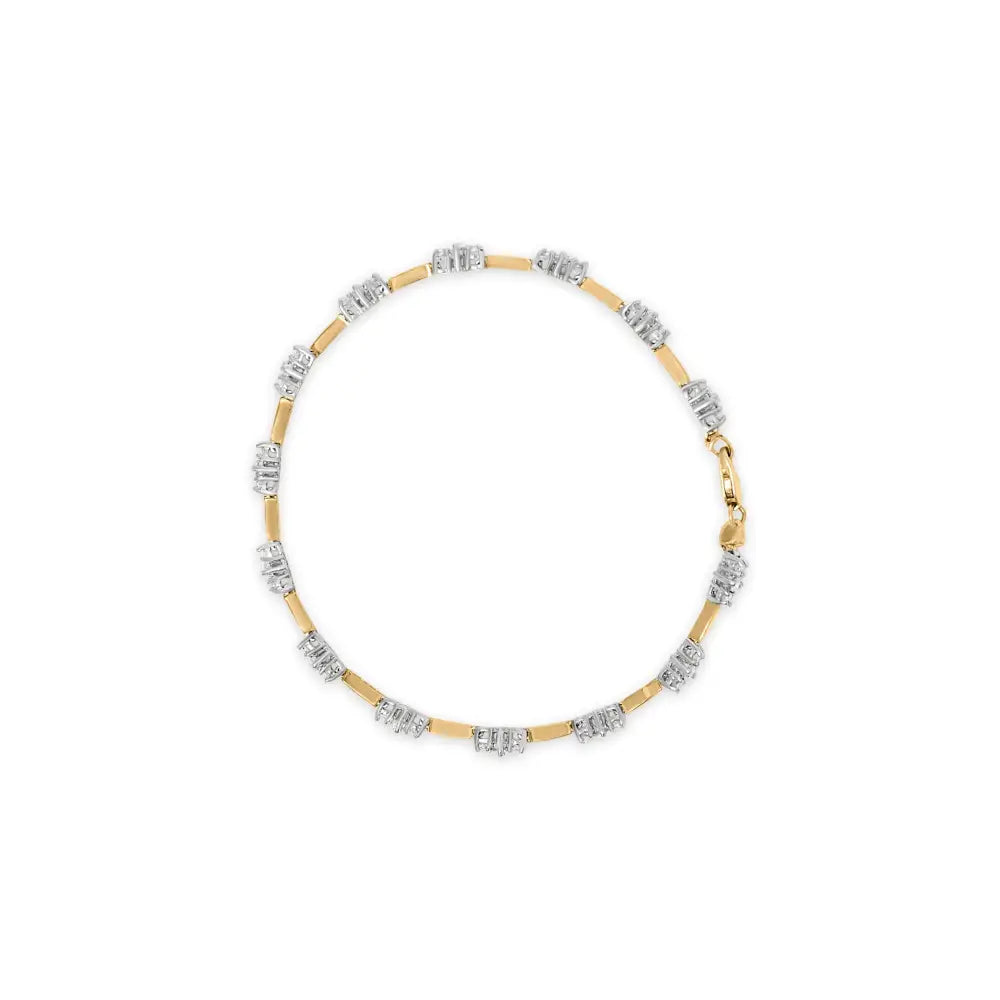 10k Yellow Gold 1.00 Cttw Diamond 3 Stone 7’’ Tennis Bracelet (h-i Color I2-i3 Clarity) - Fine Jewelry us Direct