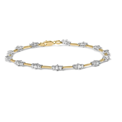 10k Yellow Gold 1.00 Cttw Diamond 3 Stone 7’’ Tennis Bracelet (h-i Color I2-i3 Clarity) - Fine Jewelry us Direct