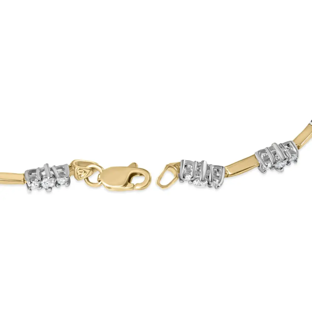 10k Yellow Gold 1.00 Cttw Diamond 3 Stone 7’’ Tennis Bracelet (h-i Color I2-i3 Clarity) - Fine Jewelry us Direct