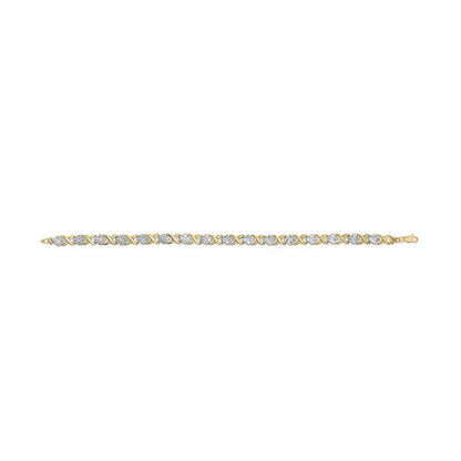 10k Yellow Gold 1.00 Cttw Diamond Cluster x Link Tennis 7.50’’ Bracelet (i-j Color I2-i3 Clarity) - Fine Jewelry