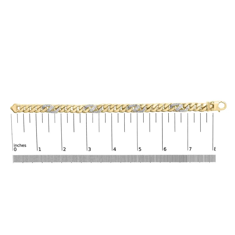 10k Yellow Gold 1.00 Cttw Diamond Miami Cuban Link Men’s Bracelet (h-i Color I1-i2 Clarity) - 8.5 Inches - Fine